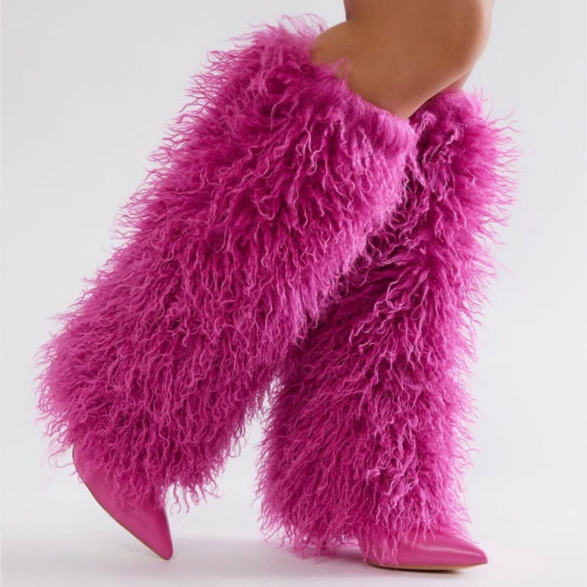 Hot pink fur heels!!