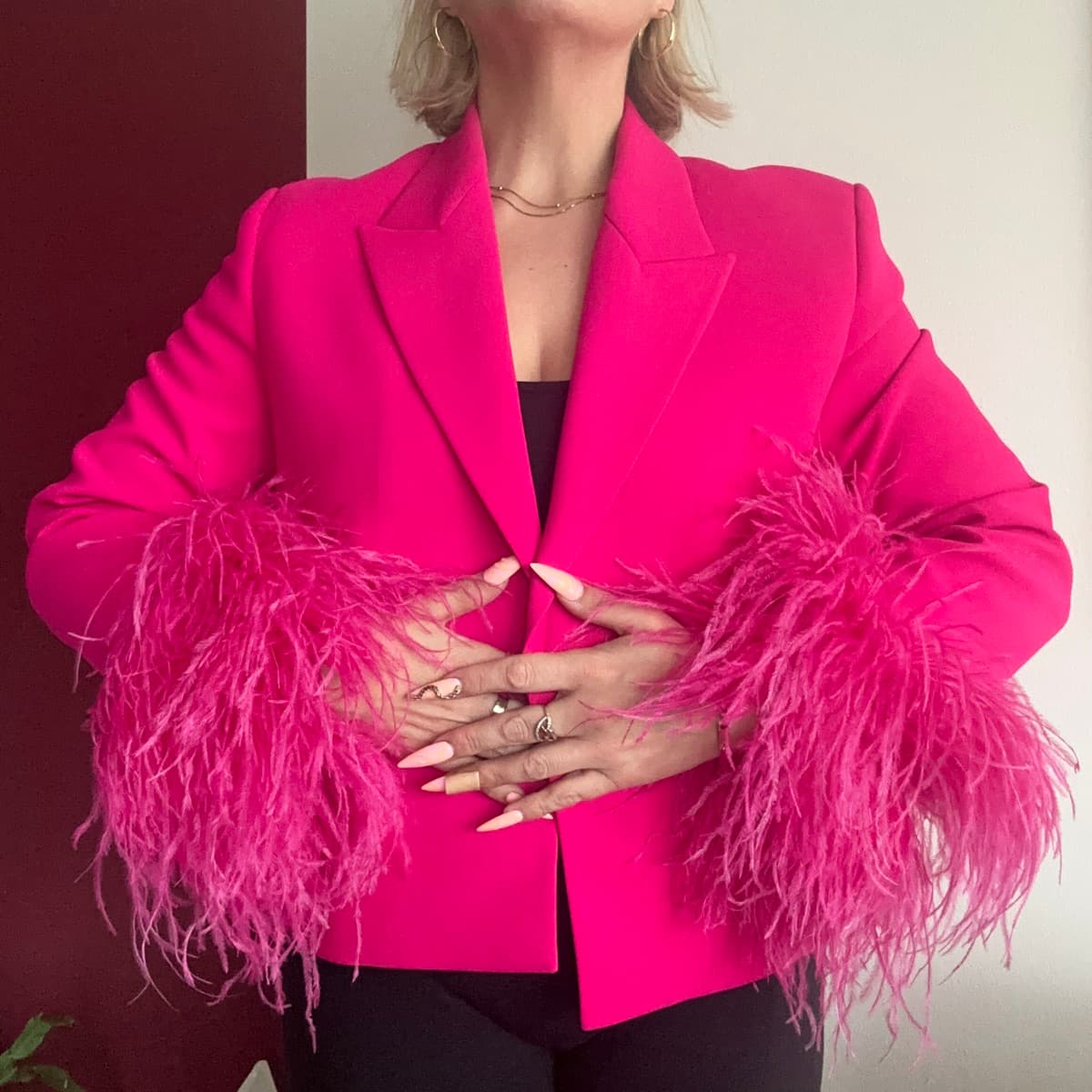 Zara jakki með fjöðrum