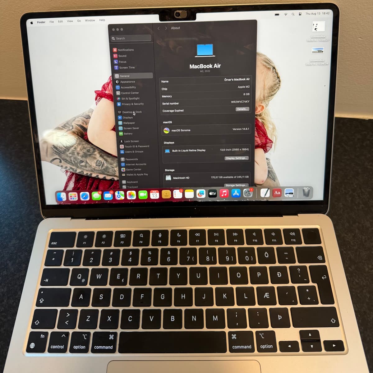 MacBook Air M2, 8GB, 256GB