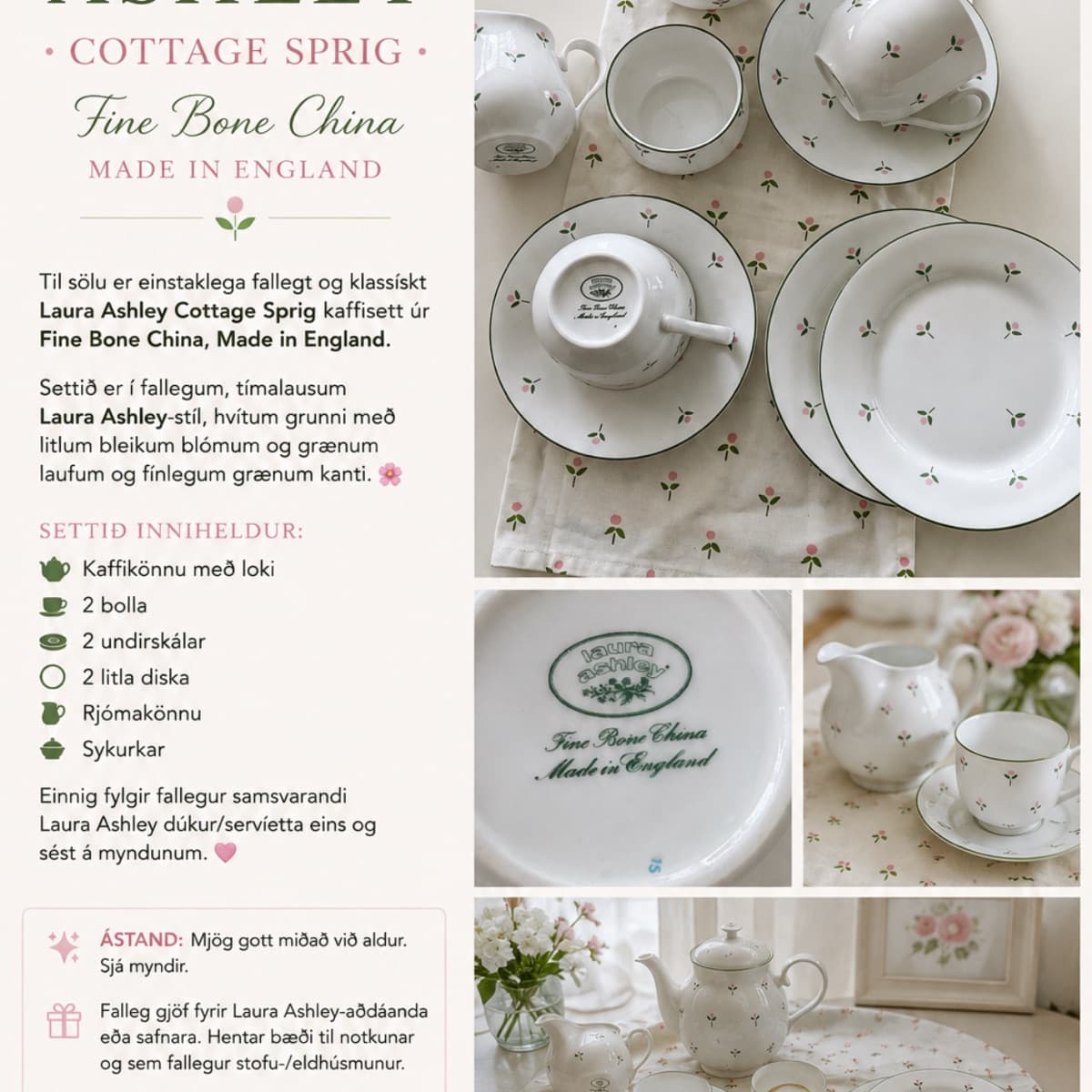 Laura Ashley Cottage Sprig kaffisett