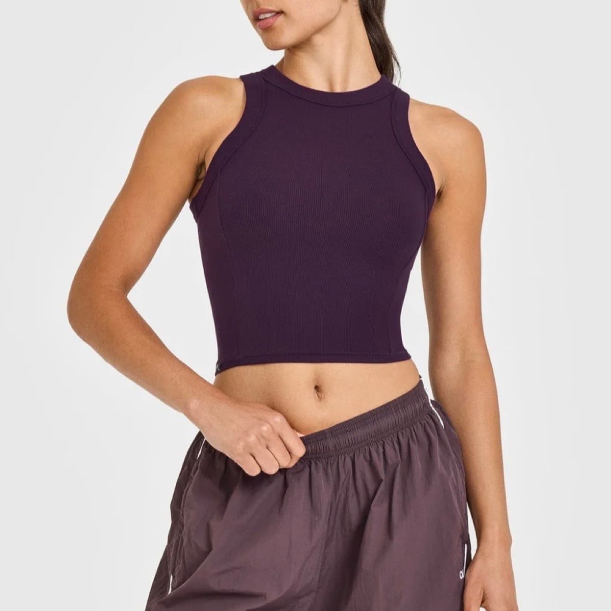 Oner active MELLOW RIB HIGH NECK MID TANK TOP - Blackberry Purple