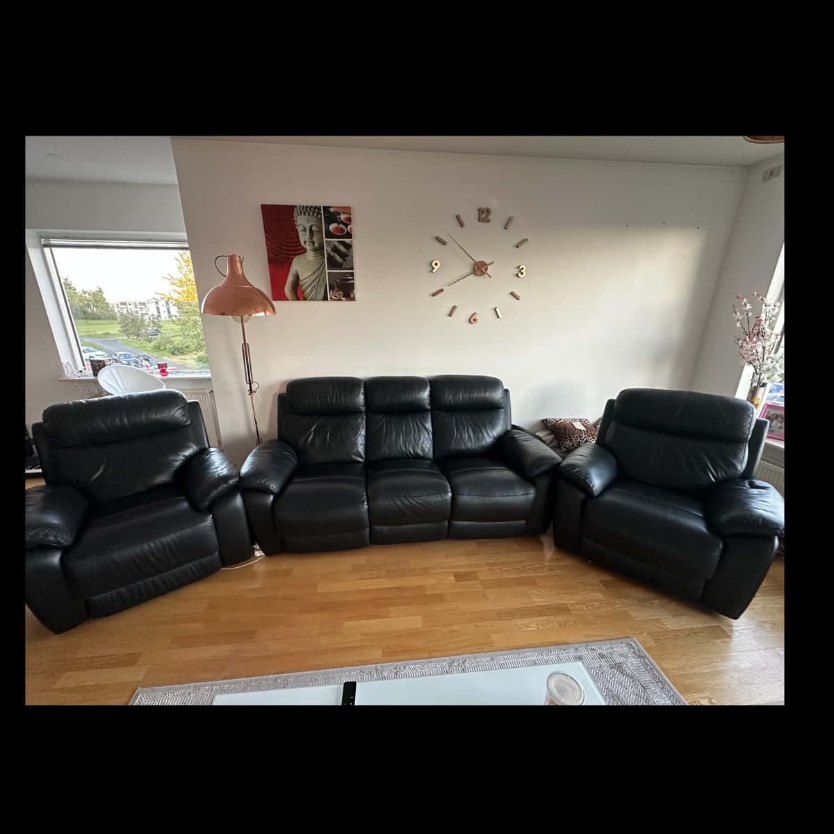 Leðursófasett með recliner-virkni