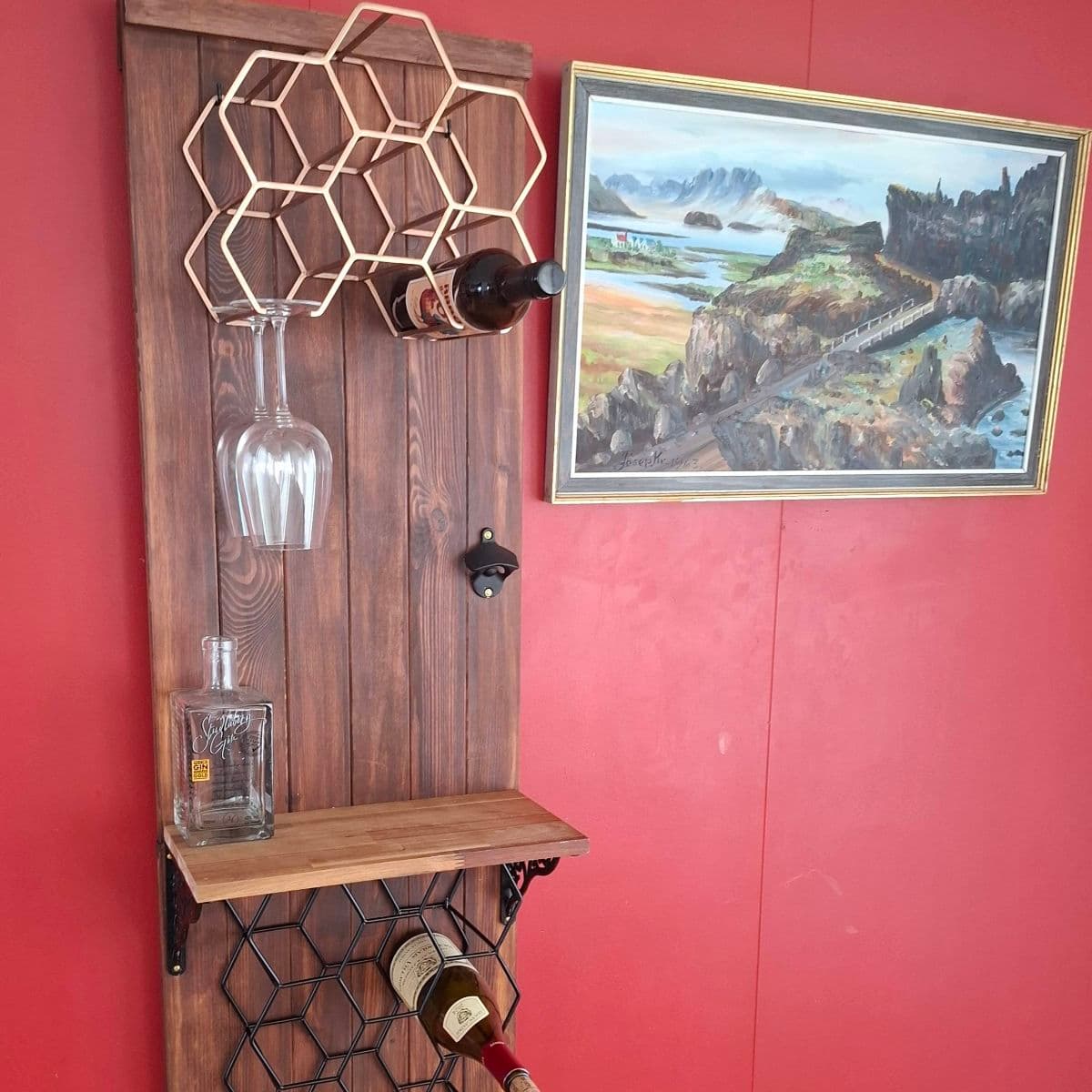 Vínrekki og barhilla