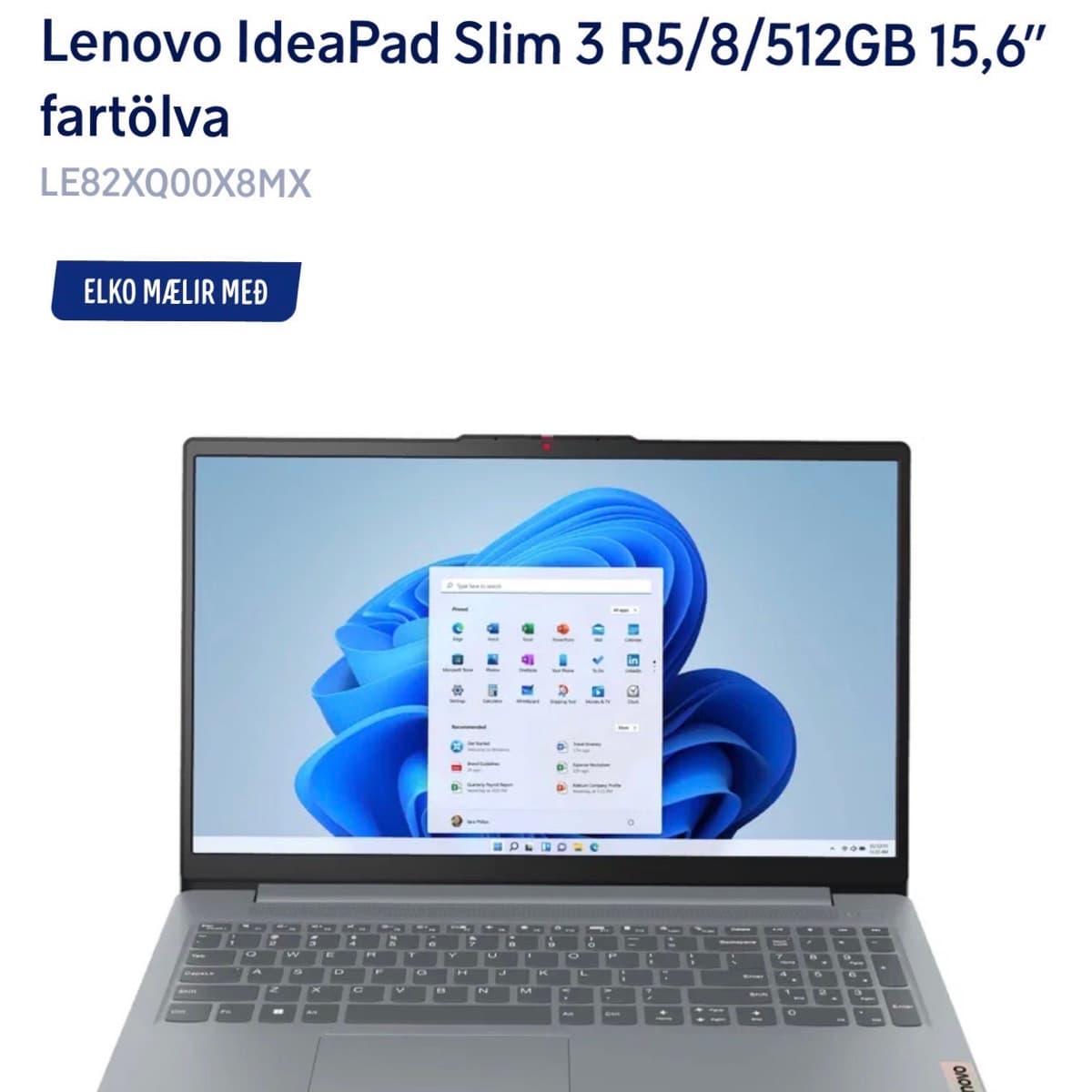 ÓNOTUÐ - Lenovo IdeaPad Slim 3, 15,6"