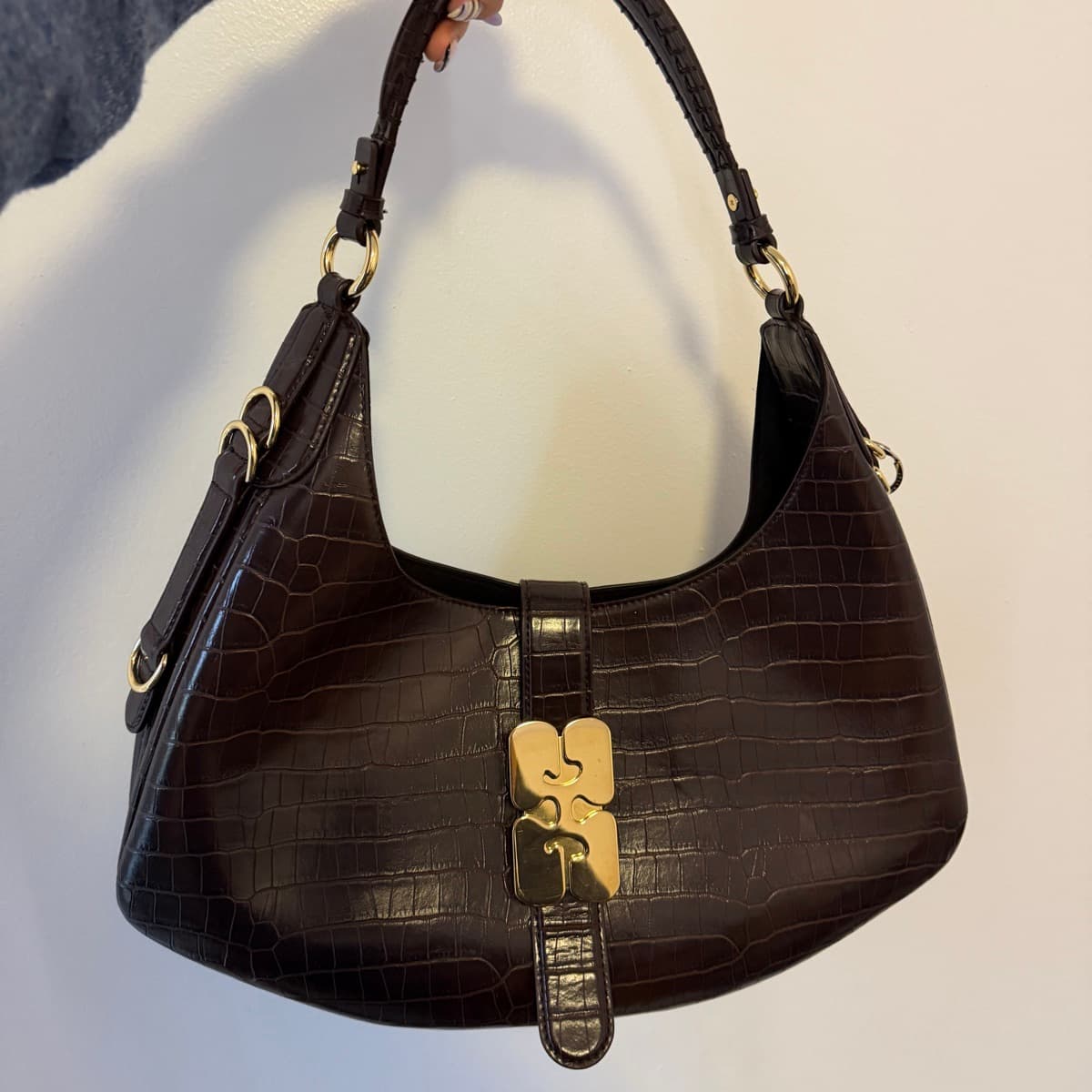 Ganni Croco Hobo taska