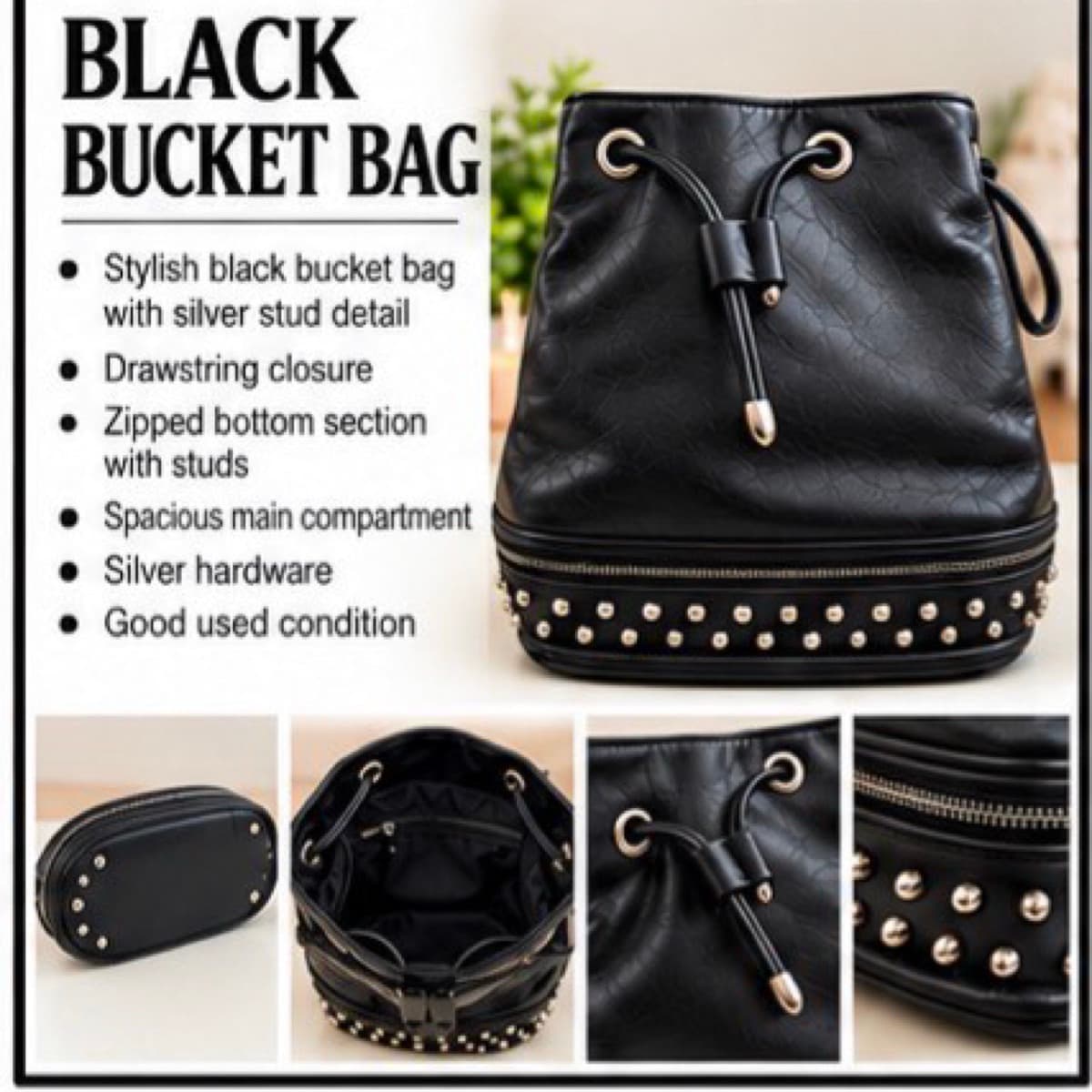 Svartur bucket bag
