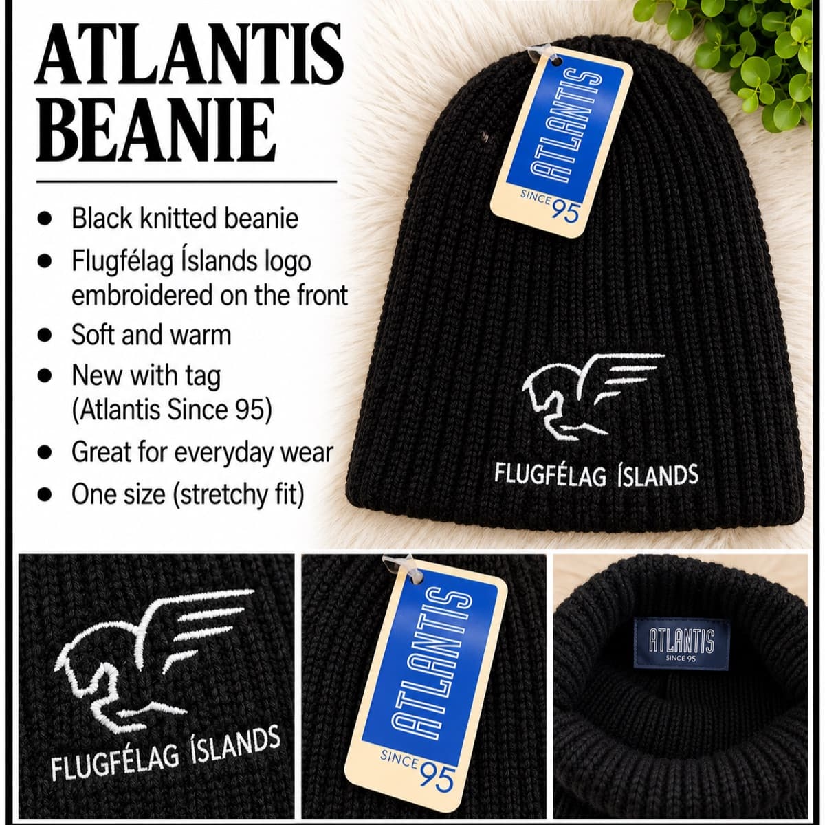 Atlantis prjónahúfa - Flugfélag Íslands