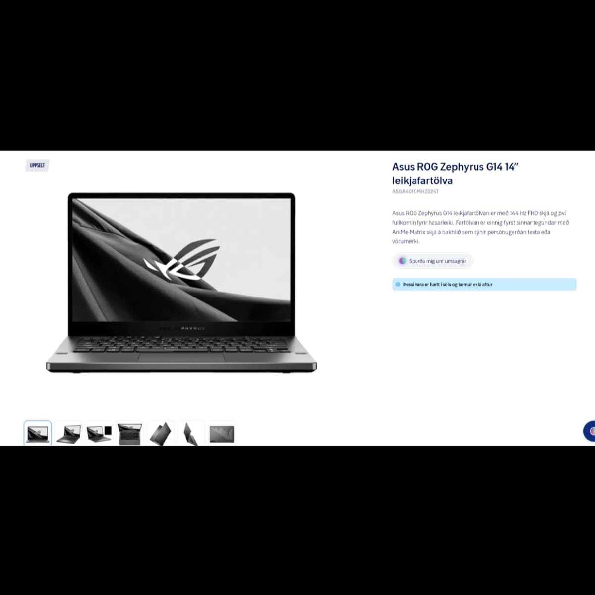 ASUS ROG Zephyrus G14, Ryzen 7, RTX 3050