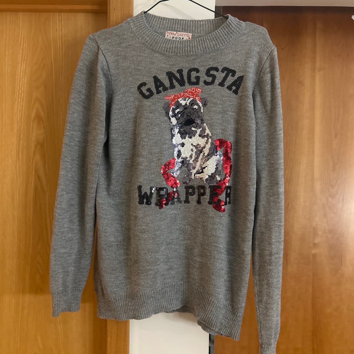 Jólapeysa með pug-mynd