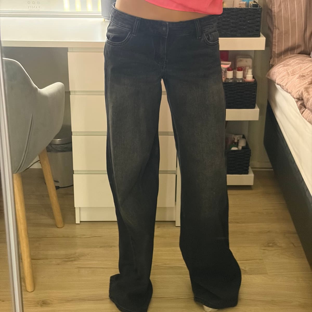 Víðar gallabuxur úr Bershka