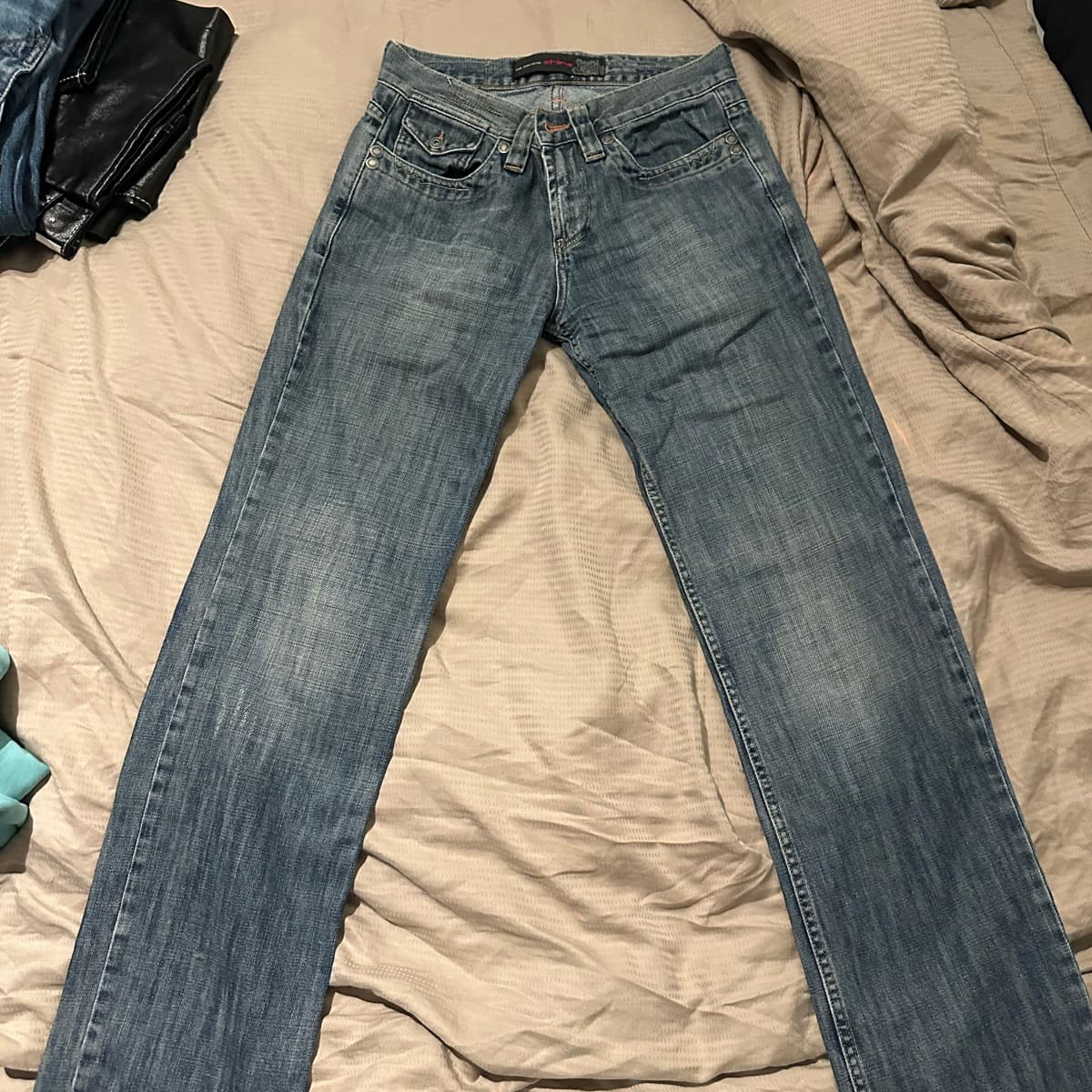 Vintage low rise shine jeans couture